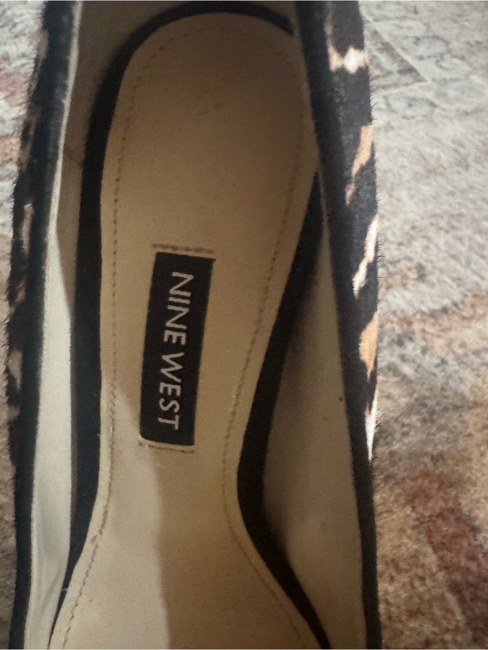 Nine West Leopard Print Pointed Toe Pumps - Black, Brown & Cream - Picture 3 of 5